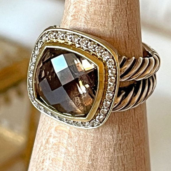 David Yurman Jewelry - David Yurman Smoky Quartz Pavé Diamond Albion Sterling Size 6 Ring